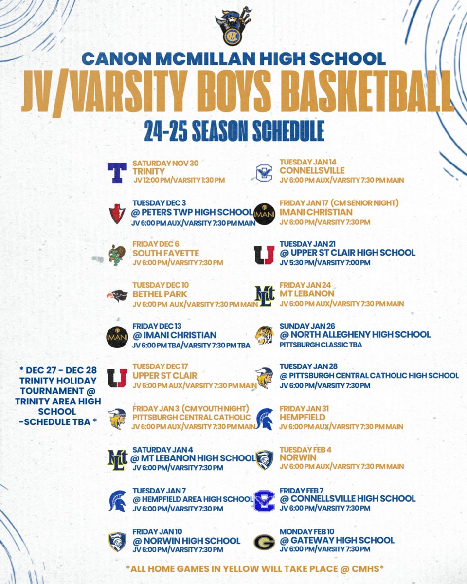 2024-2025 Big Mac Basketball Season Schedule