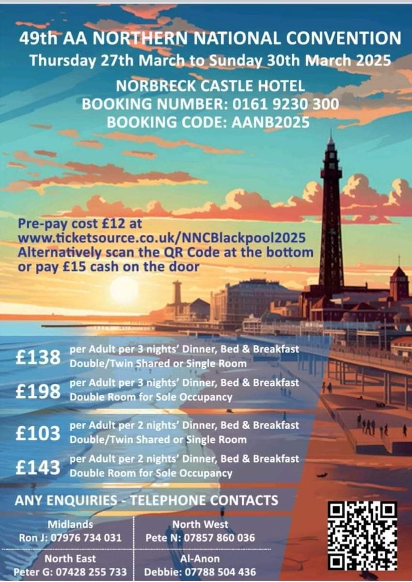 Northern National #Convention @ Norbreck Castle Hotel #Blackpool #Lancashire have been released for March 2025!

Please feel free to share the details of this popular convention where this year over 1000 members attended!!

#Recovery #Sobriety #ODAAT

#RecoveryPosse #WeDoRecover
