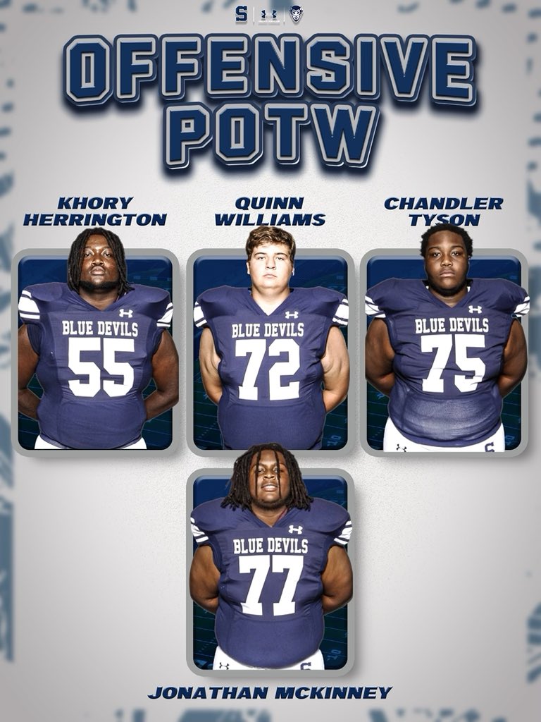 StatesboroFB's tweet photo. Congratulations to our game 6 players of the week!

Offensive: Big hogs up front!
Defensive: ‘26 DL/OL @_CamJackson_ 
Special teams: ‘28 K Mason Sellers
Service: ‘27 LB/RB Nicolas Perkins &amp; ‘28 OL/DL Jeremiah Kegler

#BELT https://t.co/9HYizG6LrW