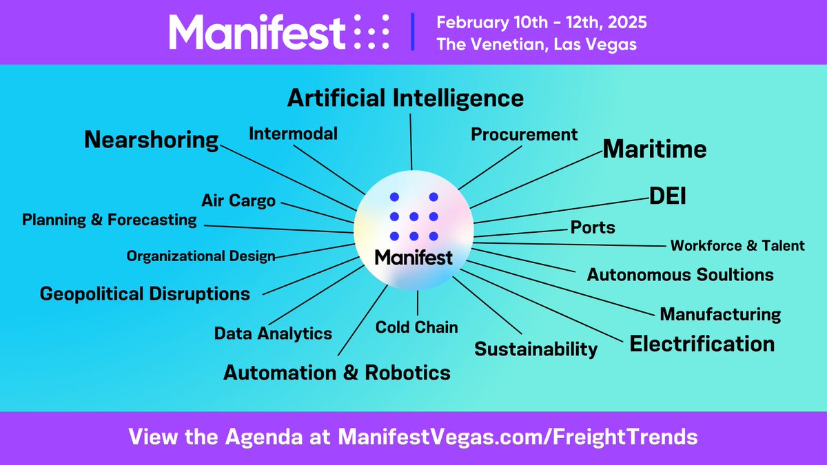 Join us at <a href="/ManifestFOL/">Manife.st</a> where 300+ thought leaders will share their insights in over 130 engaging sessions. View the just announced agenda &amp; SAVE $200 on the current registration rate ($800 off the on-site rate!) by visiting ManifestVegas.com/FreightTrends.

#Manifest2025 #ManifestVegas
