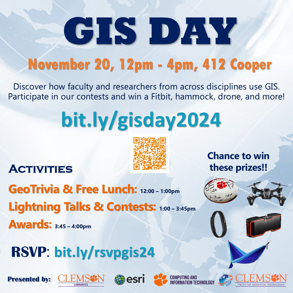 Only five weeks until GIS Day! We hope to see you on November 20th to celebrate awesome maps and the amazing GIS work done at Clemson and beyond. Stay tuned for some of the exciting events we’ll be hosting!
#mappytuesday