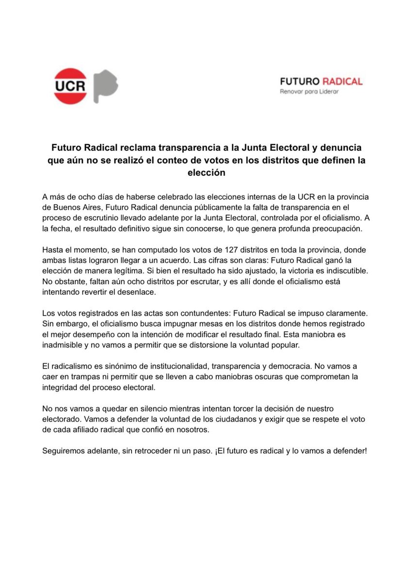 FerPerezQuilmes's tweet photo. A 9 días de la elección interna, la Junta Electoral, que responde al oficialismo partidario, no realiza el escrutinio definitivo. Queremos que cuenten los Votos! #PedimosTransparencia #CuentenlosVotos.”* https://t.co/K5ShPeUxxa