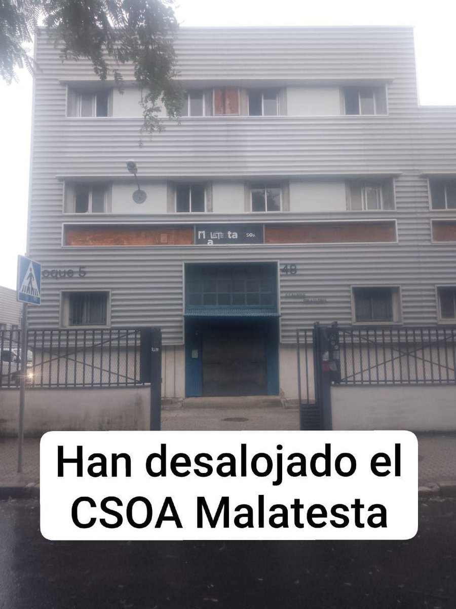 📢📢 ¡¡Han desalojado el CSOA Malatesta hoy!!

Todo el apoyo a las compañeras

Seguimos💪