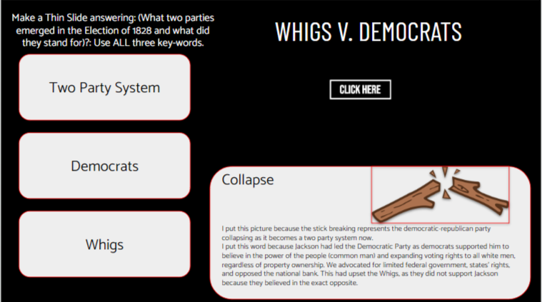JustinUnruh16's tweet photo. In APUSH I created an Andrew Jackson chatbot for students to question about the Election of 1824 to gather information for these adapted #ThinSlide's. Students had a blast interacting and learning about this contentious election's details.
#Eduprotocols #sschat #sstlap https://t.co/I3xvU40hT0