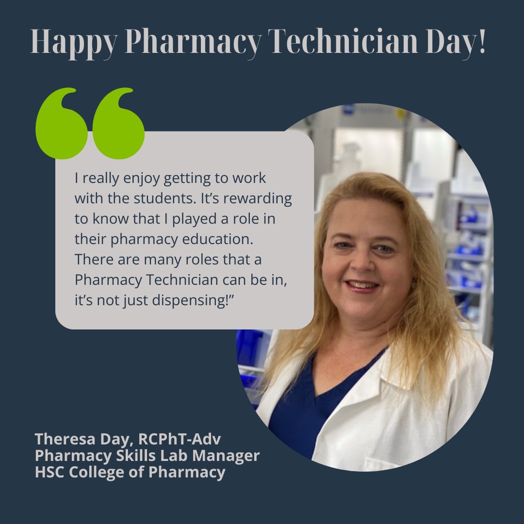 UNTHealth_Pharm's tweet photo. Happy National Pharmacy Technician Day! We celebrate all the Pharmacy Technicians making a difference in our college and across the nation. 🌟
#NationalPharmacyWeek #Rxtechday #Pharmtech #HSCCollegeofPharmacy #PharmacistsMonth https://t.co/31Mlsihwyj