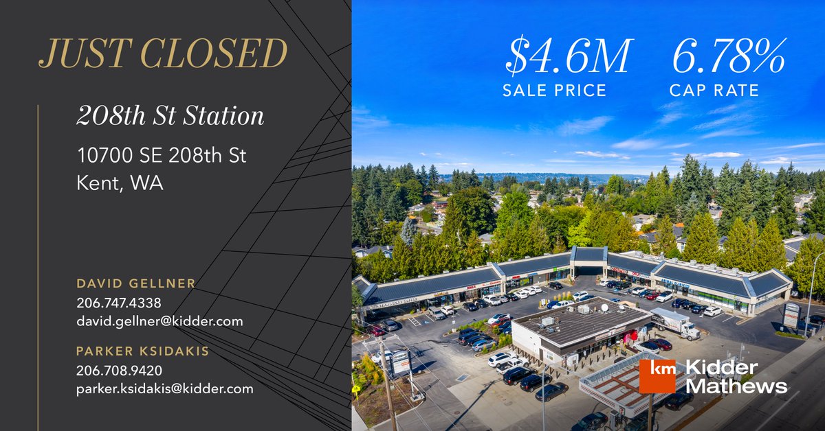GellnerDavid's tweet photo. Happy to announce the sale of 208th Street Station in Kent

We received 6 offers on this property during our marketing process which shows the very strong investor demand we are seeing right now for multi-tenant retail centers.

The buyer's first lender of choice fumbled the deal badly... However, our friends at Crux Commercial Partners and Dana Johnston quickly stepped up to the plate and knocked it out of the park.

As our client told me on our closing call, "The right lender really makes all the difference, huh". It sure does, especially in todays volatile lending environment.

Shoutout to Michelle Plafcan for keeping this one on track.

Client Testimonial:

We hired the Gellner Team to sell our shopping center in Kent, WA and we could not be happier with how they handled the transaction. They sourced 6 offers during their marketing process and had solutions for obstacles that came up during the escrow process. Their team makes the transaction process enjoyable and as seamless as possible. We would recommend them without question.