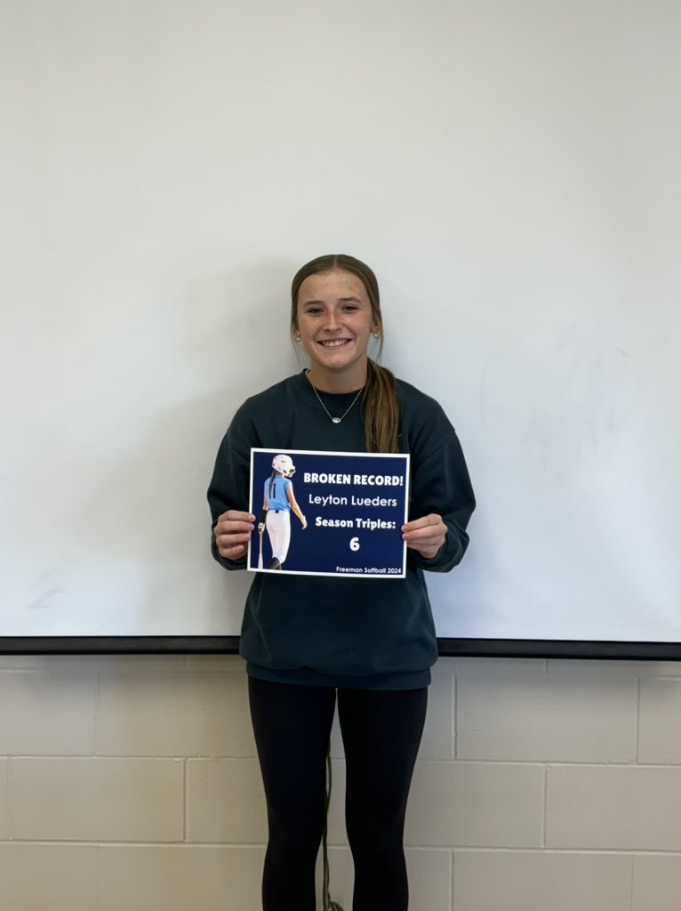 ff_softball's tweet photo. ‼️BROKEN RECORD‼️

Congratulations to our triple queen, Leyton Lueders!! �� https://t.co/u2l2ONcdqI