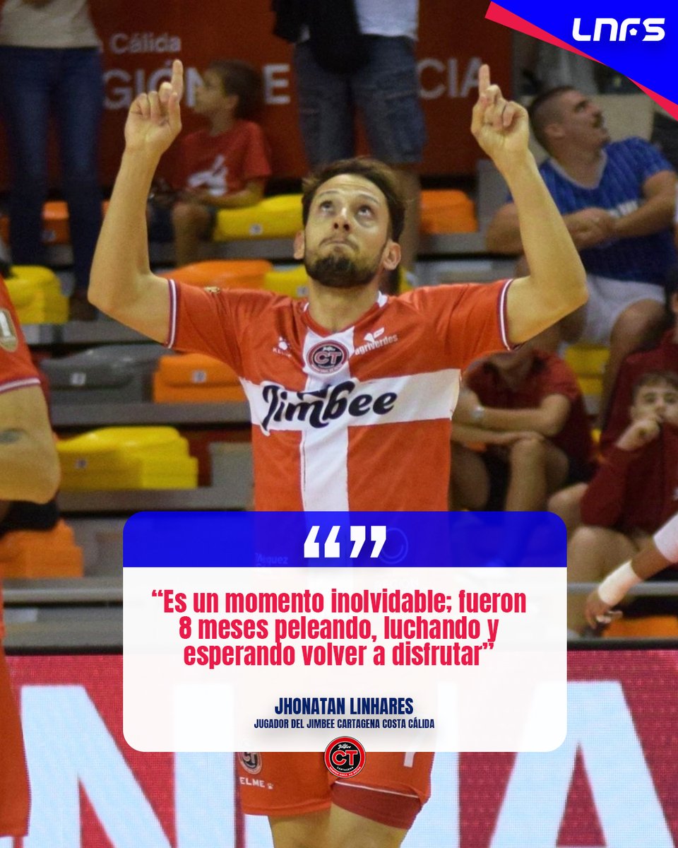 🔛🔴 ¡𝑫𝒆𝒃𝒖𝒕 𝒔𝒐𝒏̃𝒂𝒅𝒐!

👕⚽️ <a href="/j_linhares07/">Jhonatan H. Linhares</a> debuta con <a href="/JimbeeCartagena/">Jimbee Cartagena Costa Cálida ❤️🤍</a> con gol tras superar una rotura del ligamento cruzado anterior de la rodilla derecha

#LNFS #LigaFutsalProfesional