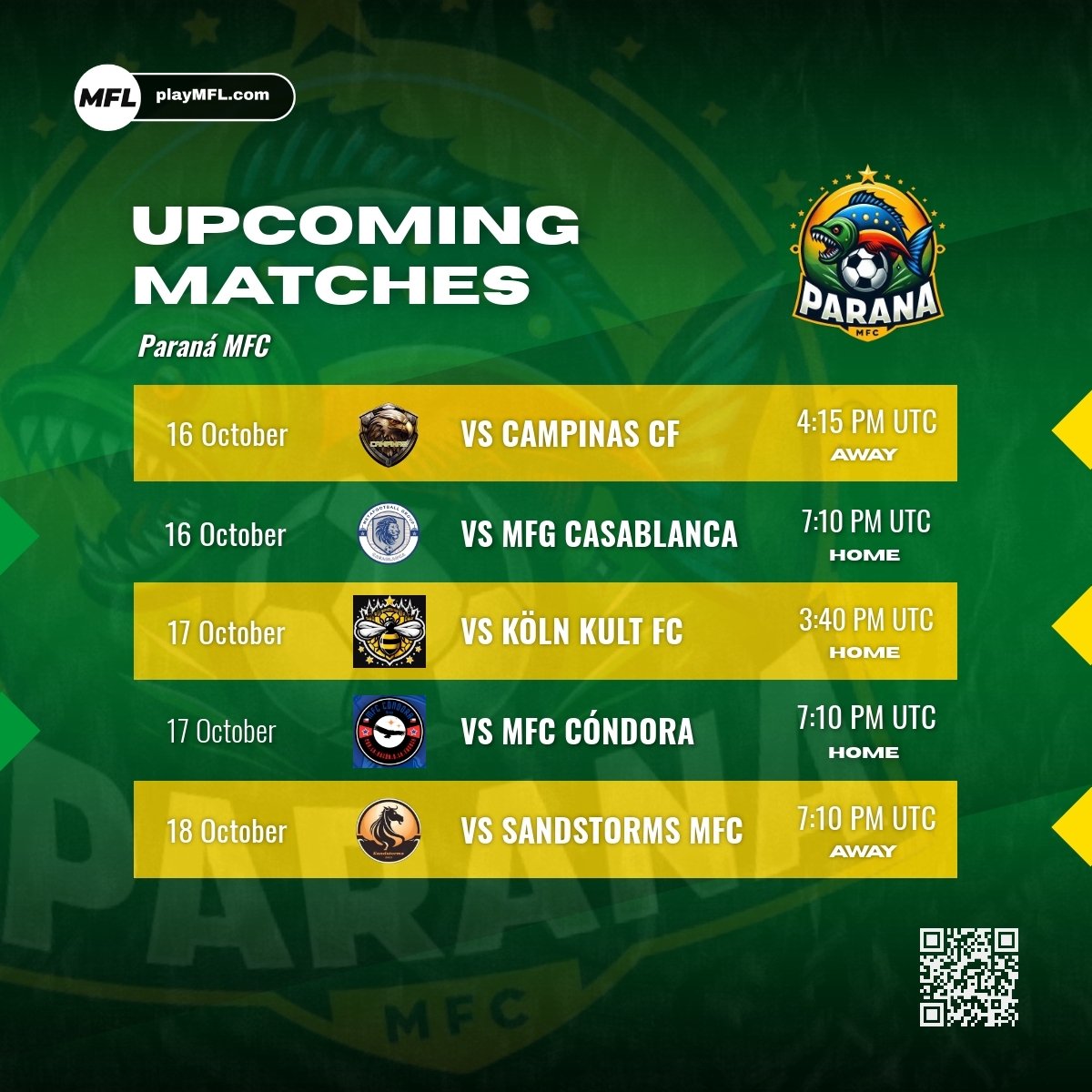 ParanaMFC's tweet photo. UPCOMING MATCHES - We're immensely proud to be representing the people of Paraná in the Alpha Champions Cup. Tomorrow, we'll compete in a Brazilian derby against Campinas CF for a place in the Quarter Finals! 🇧🇷🇧🇷 #ParaNaTion https://t.co/E3tacj2If2
