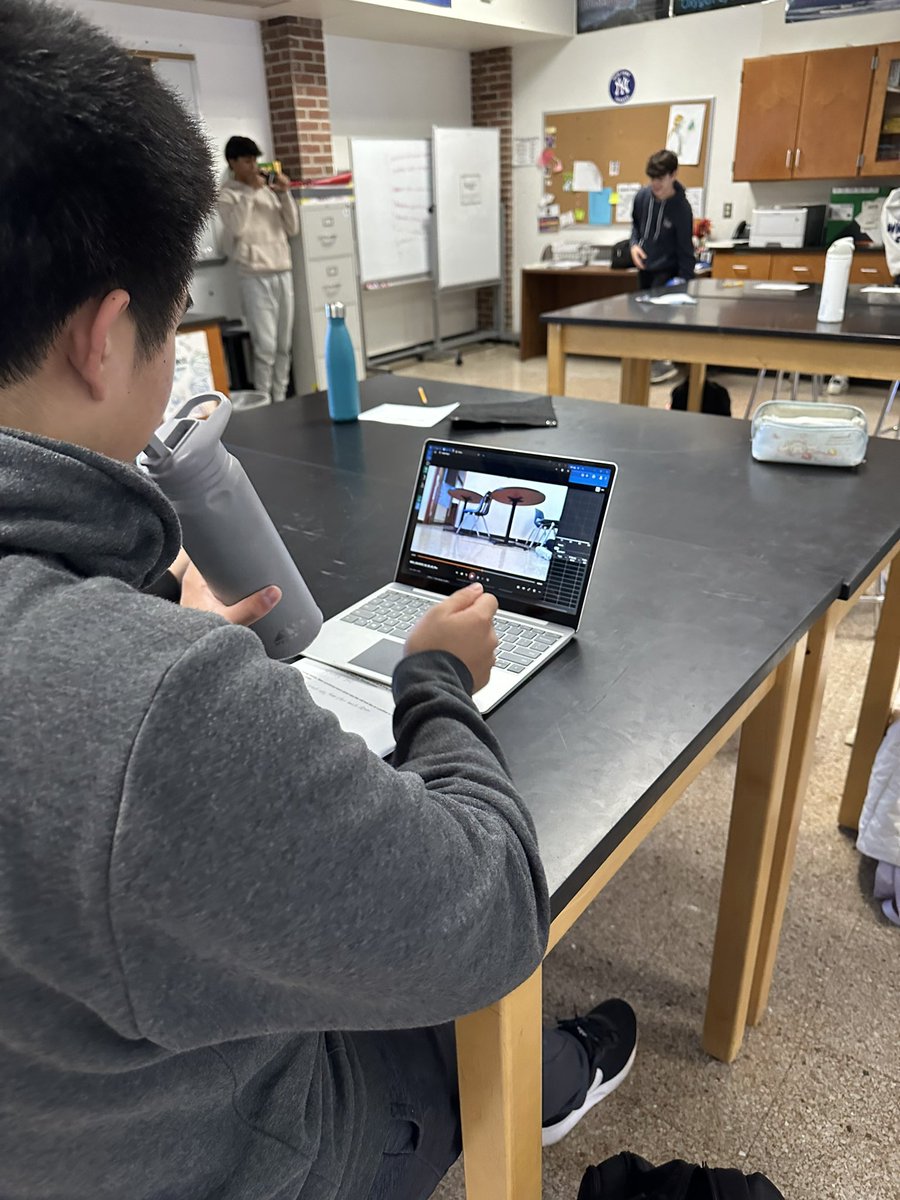 SciLLoprinzo's tweet photo. Students spent the day applying real physics in motion by filming videos, then creating and analyzing graphs using @VernierST video analysis! #Physics9 #WeAreChappaqua https://t.co/8K9lPglB0o
