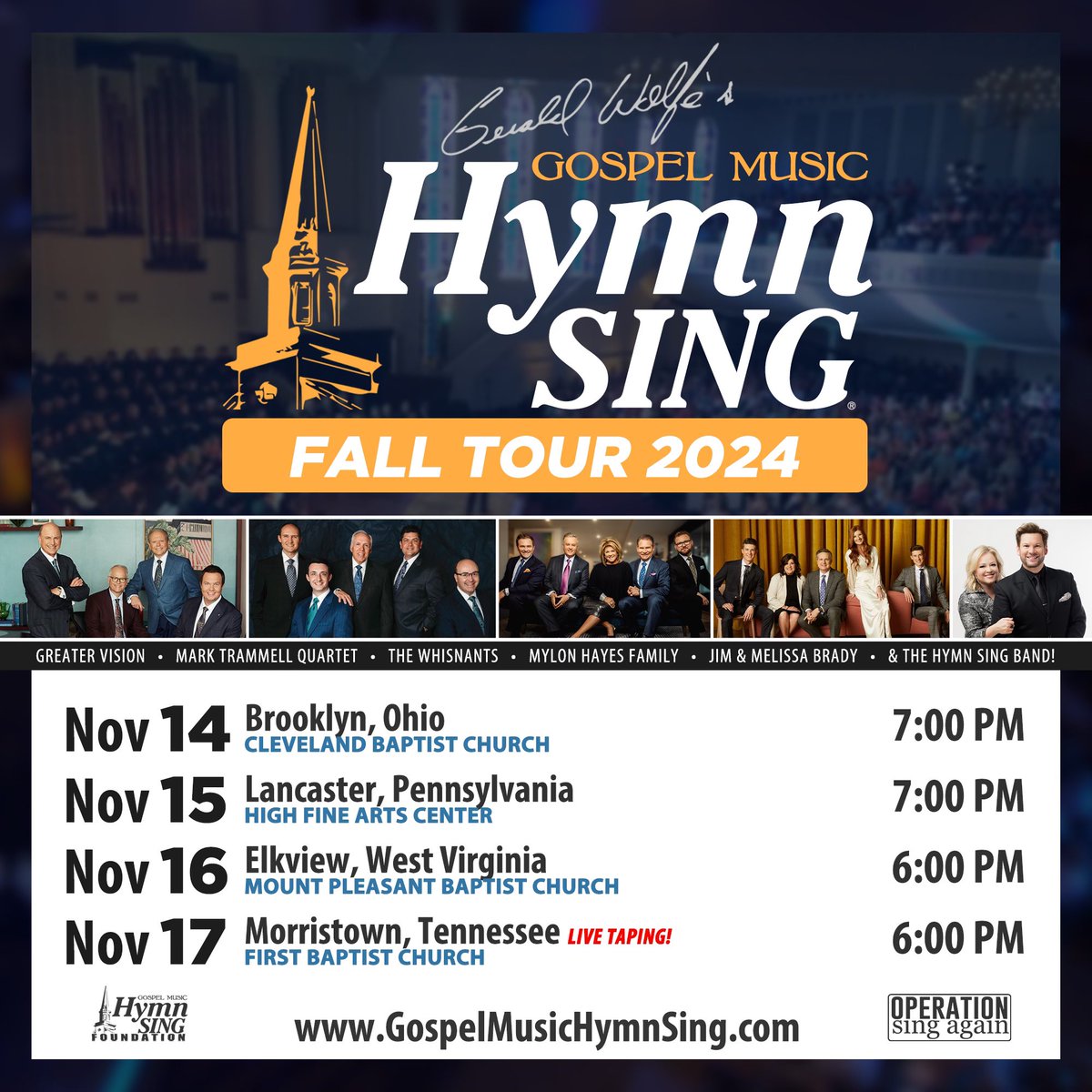 We start our Fall Tour next month! <a href="/GMHymnSing/">Hymn Sing</a>