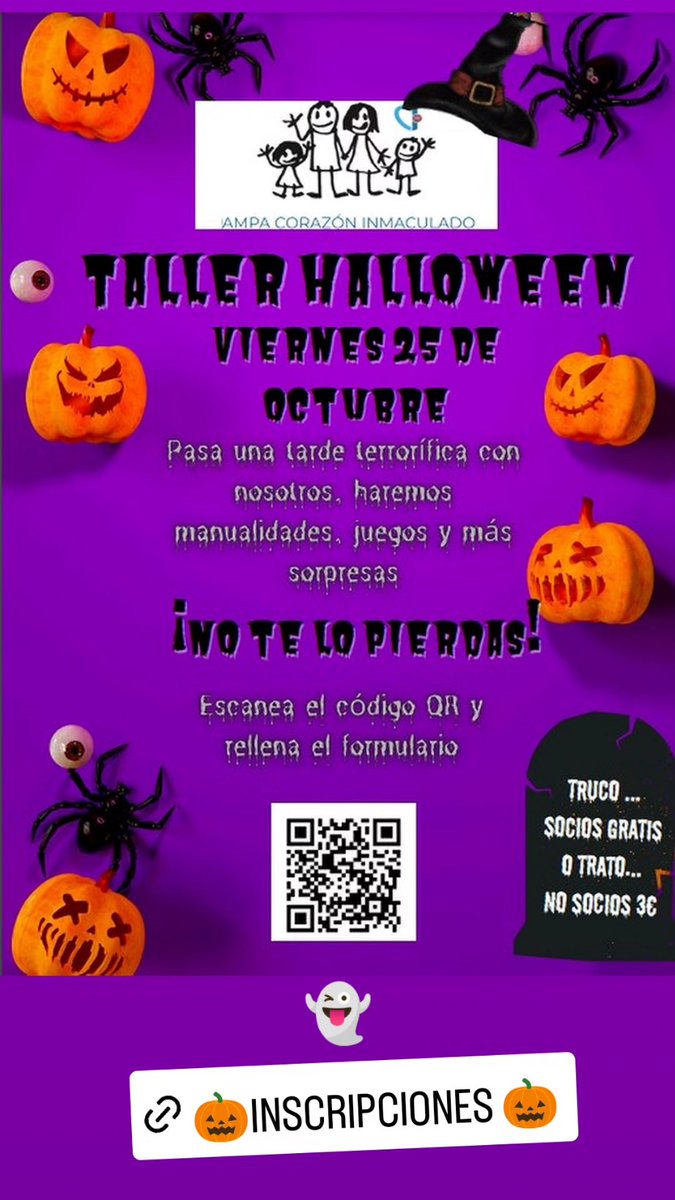 Unimos el «Día de Todos los Santos» de España con el «All Hallows’ Eve» británico, que popularmente se ha incorporado como «Halloween».

¡Pasa un rato terroríficamente divertido con el AMPA!

ampacoin.wordpress.com/2024/10/15/25-…