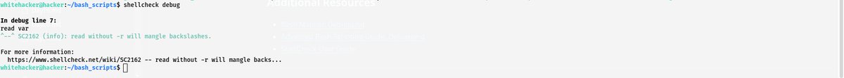 IbraheemA50's tweet image. Day 1⃣4⃣ of #30DaysOfBashScripting
Today, I learned about debugging Bash files and techniques to use, such as echo, set -x, set +x, and set -e. I also explored advanced techniques like trap, shellcheck, and other Bash tools.
@akintunero