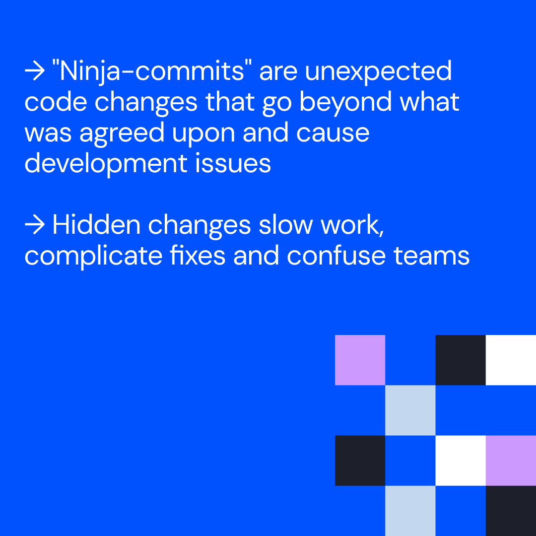 Adevinta's tweet photo. Want to learn how to spot and prevent Ninja-Commits that can silently sabotage your codebase? @rgermanm  shares his insights in our latest #TechBlog post! Check it out 👀Read more: https://t.co/uEB79YKHe0 https://t.co/DIDaIYBlu9