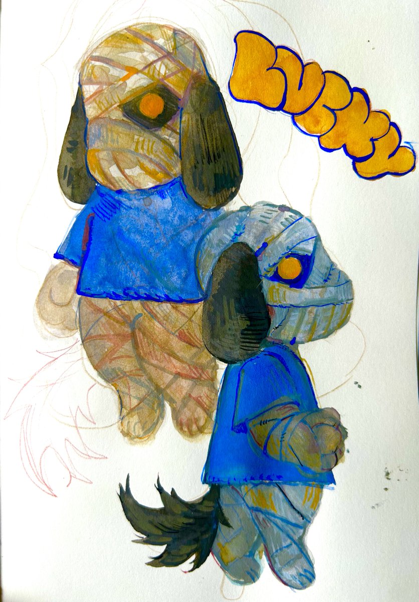 martwicaa's tweet image. i'm fond of lucky and gouache very much