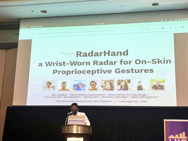 EmpathicCompLab's tweet image. Proud moment for our lab! 🎉 

PhD students Tamil Selvan Gunasekaran and Andreia Valente showcased their innovative research at #UIST2024. 

Their presentations on radar hand and haptic heartbeat feedback garnered great interest. 

Congratulations to both!