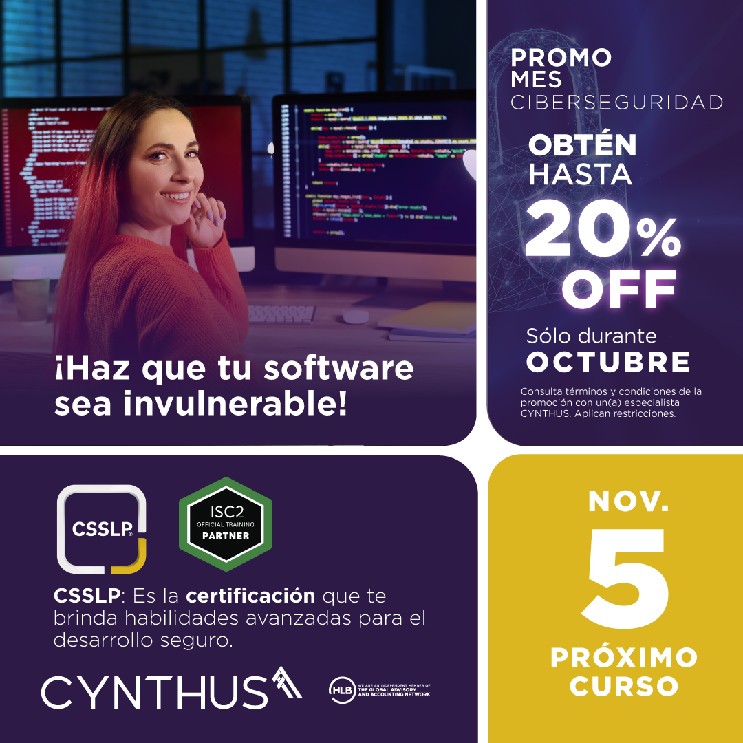 GrupoCynthus's tweet image. 🌐¡Destaca en #ciberseguridad con la certificación #CSSLP!
Domina prácticas avanzadas para asegurar el ciclo de vida del #desarrollo de #Software: autenticación, autorización y auditoría.🔐
¡Capacítate y refuerza tus habilidades!
👉cynthus.com.mx/producto/curso…