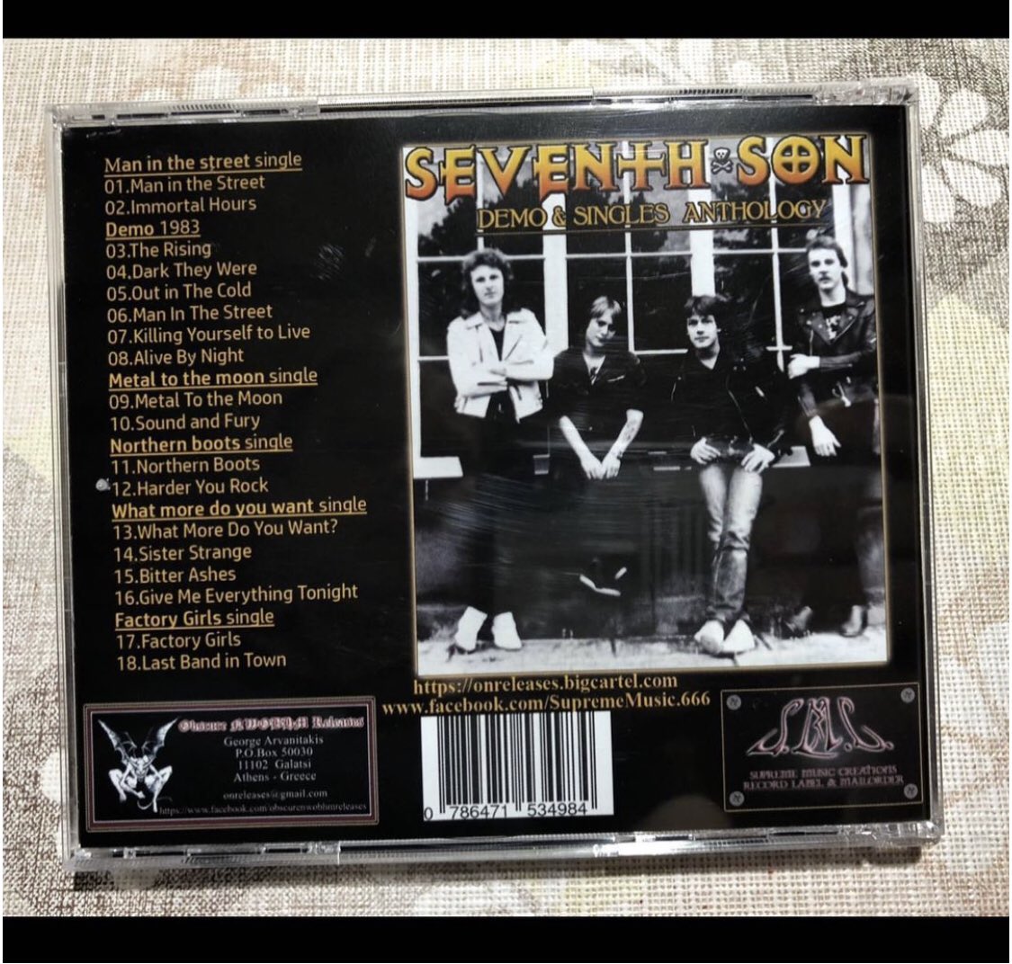 Sílvia (@silviametal666) on Twitter photo I finally put my hands on THIS 🔥🔥🔥
The ultimate compilation of songs by Seventh Son's early years: their singles and demos between '82-'92. These songs are gold, NWOBHM purest sound, I love these guys, how to resist?
**Thank you for the amazing music, <a href="/SeventhSon777/">Seventh Son</a> ! ❤️ I finally put my hands on THIS 🔥🔥🔥
The ultimate compilation of songs by Seventh Son's early years: their singles and demos between '82-'92. These songs are gold, NWOBHM purest sound, I love these guys, how to resist?
**Thank you for the amazing music, <a href="/SeventhSon777/">Seventh Son</a> ! ❤️