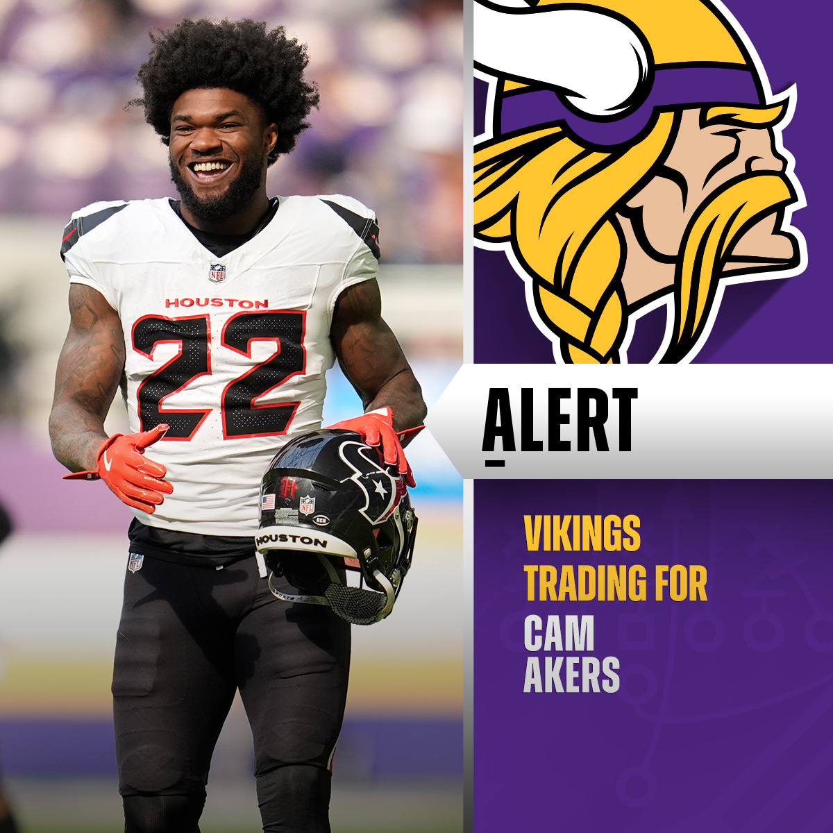 TRADE: Texans trading RB Cam Akers to the Vikings. (via <a href="/TomPelissero/">Tom Pelissero</a>)