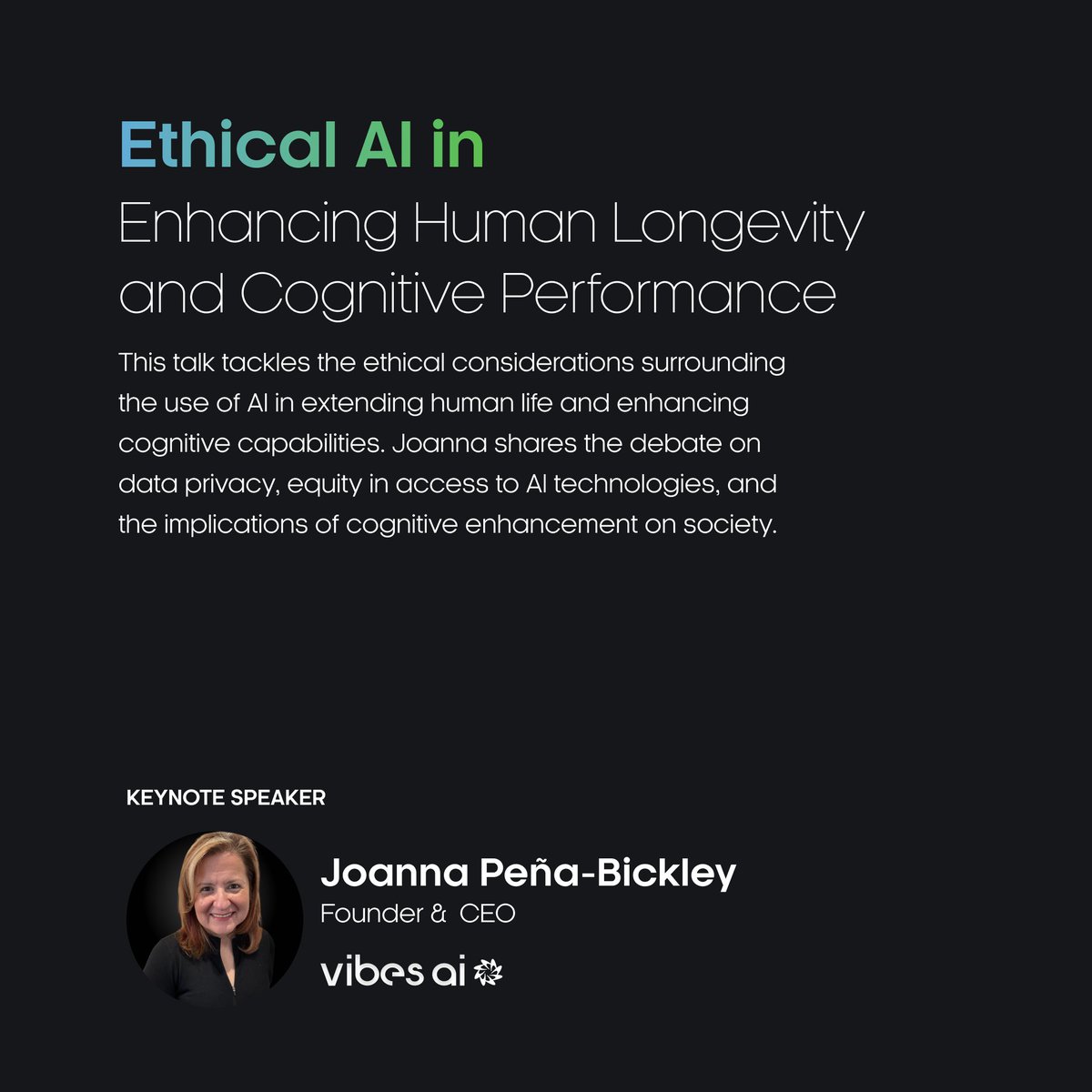 jojobickley's tweet image. Ethical AI in Enhancing Human Longevity and Cognitive Performance - This talk tackles the ethical considerations surrounding the use of AI in extending human life and enhancing cognitive capabilities. I share debates on data privacy, equity in access to AI technologies, and the…