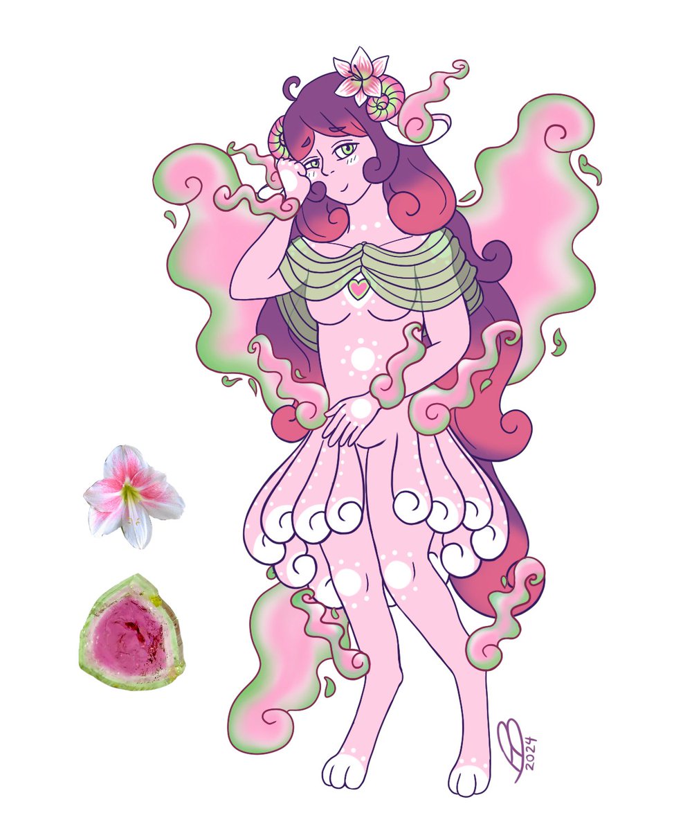nerdymikayuki's tweet photo. Uploading some recent art of mine; here's a Gardevoir-inspired Vaniwisp, a watermelon tourmaline Vaniwisp, and a spring-themed Djanii. 
(Species owned by AermereaHaven &amp; EliMoon)
#digitalart #characterart #gijinka #gardevoir #characterdesign #procreateart https://t.co/D7pUVAor1t