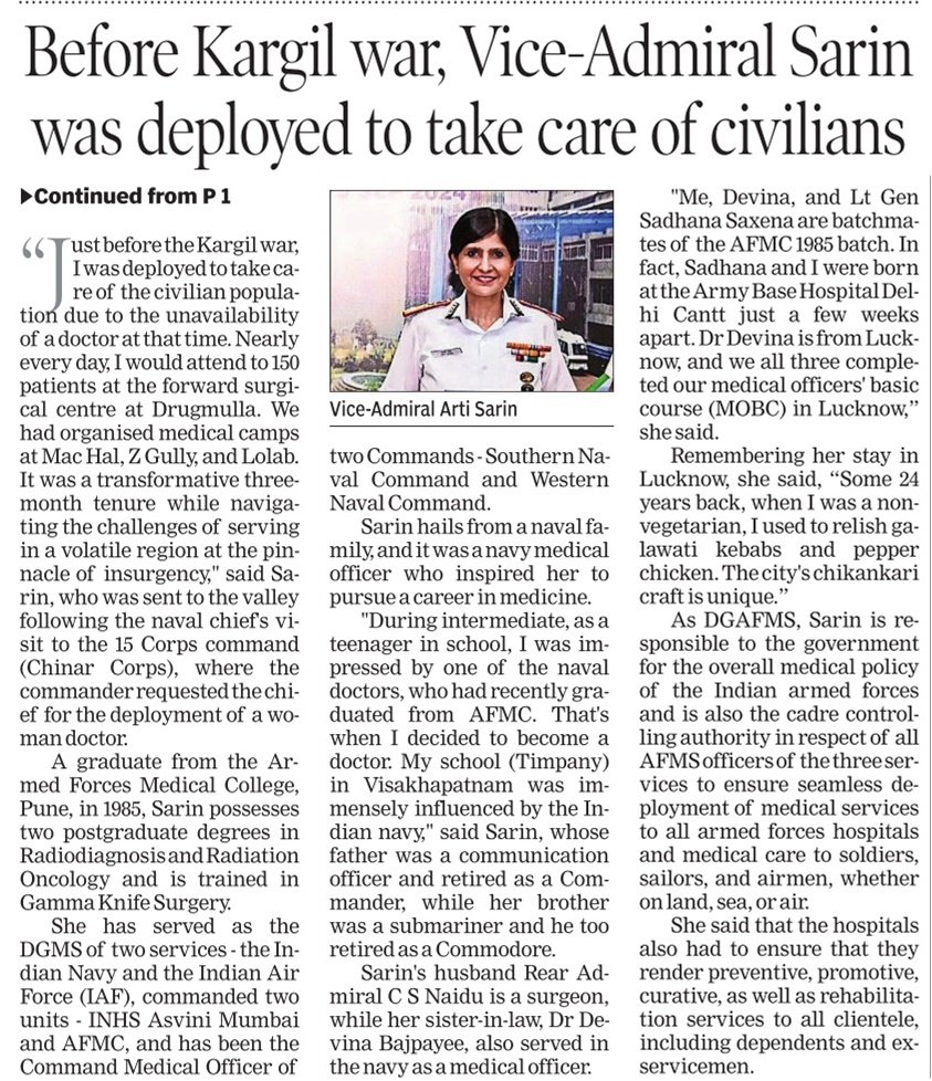 Arvind Chauhan (@arv_ind_chauhan) on Twitter photo Read more about the country's first woman Director General Armed Forces Medical Services (tri-service) #ArtiSarin.
<a href="/dgafms_mod/">DGAFMS-MoD</a> <a href="/adgpi/">ADG PI - INDIAN ARMY</a> <a href="/indiannavy/">SpokespersonNavy</a> <a href="/IAF_MCC/">Indian Air Force</a> Read more about the country's first woman Director General Armed Forces Medical Services (tri-service) #ArtiSarin.
<a href="/dgafms_mod/">DGAFMS-MoD</a> <a href="/adgpi/">ADG PI - INDIAN ARMY</a> <a href="/indiannavy/">SpokespersonNavy</a> <a href="/IAF_MCC/">Indian Air Force</a>