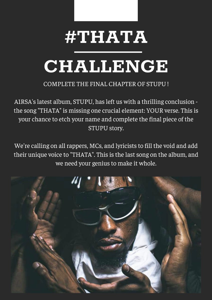A1RSA_'s tweet photo. M A F I K E N G ㊗️

#THATA CHALLENGE IS HERE  🔥📀✈. 

3rd challenger:  *Are you next?*

[All you have to do is download the song , record your verse, POST YOUR VIDEO and get a CHANCE to be featured on the Remix] 

Follow  A1 RSA 
-LINK- 

https://t.co/FXnDVom8BT

Email your VRS https://t.co/q4RZug7w8S