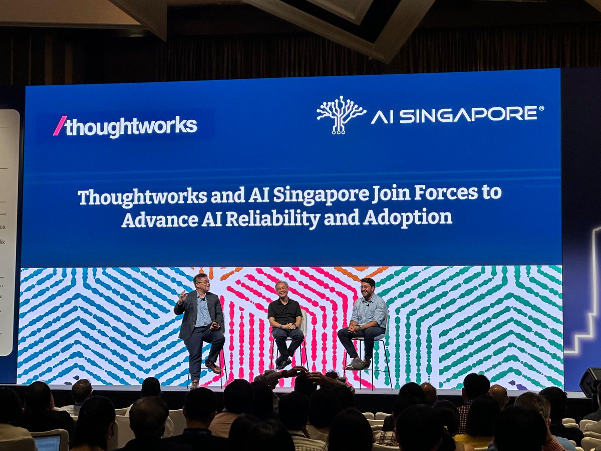 thoughtworks's tweet photo. Exciting news! 🌟 

Thoughtworks and AI Singapore announced a collaboration to boost AI adoption, shared at #PublicSectorDay by AWS and GovInsider, focusing on moving AI projects beyond PoCs for real-world impact in Singapore.

Read more about it: https://t.co/O5MD46lgJI https://t.co/OP8YfC3FV2