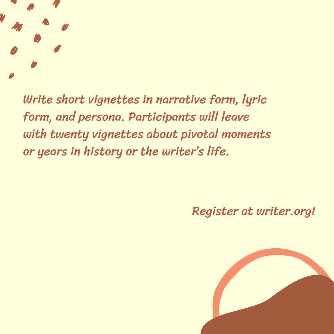 Register today for Writing Vignettes at writer.org!