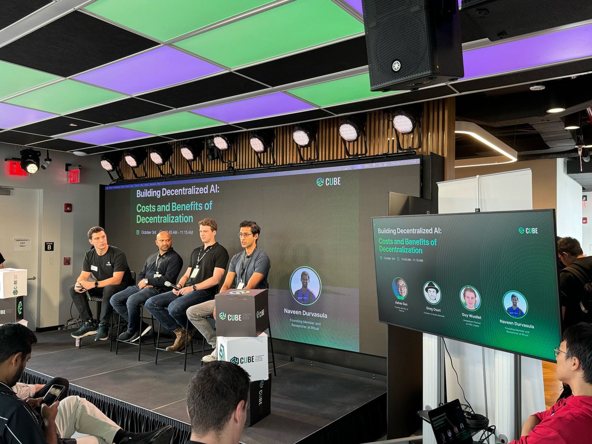 Guy Wuollet (@guywuolletjr) on Twitter photo I had a great time today speaking at <a href="/CUBE_Summit/">CUBE Summit 🚀</a> with <a href="/n_durvasula/">Naveen Durvasula</a> and <a href="/gregosuri/">Greg Osuri 🇺🇸 deAI Summer 2025</a> about why decentralized AI matters.
A really fun and inspiring day meeting so many bright students interested in the future of decentralization I had a great time today speaking at <a href="/CUBE_Summit/">CUBE Summit 🚀</a> with <a href="/n_durvasula/">Naveen Durvasula</a> and <a href="/gregosuri/">Greg Osuri 🇺🇸 deAI Summer 2025</a> about why decentralized AI matters.
A really fun and inspiring day meeting so many bright students interested in the future of decentralization