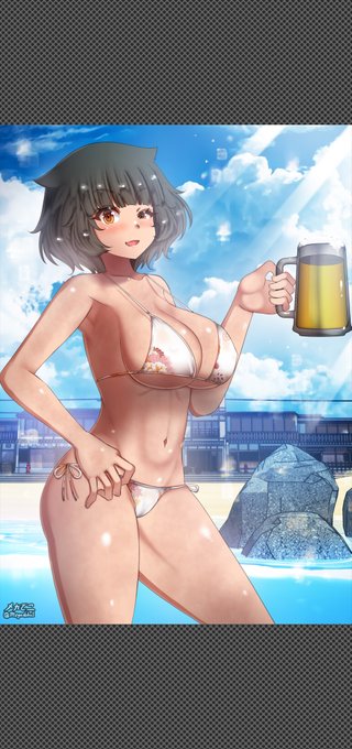 旅館「四十葉荘(よそばそ)」に納品する地ビールのポスターのモデルを務めるヤマネコさん🍺

Yamaneko models a promotional poster for local beer. 