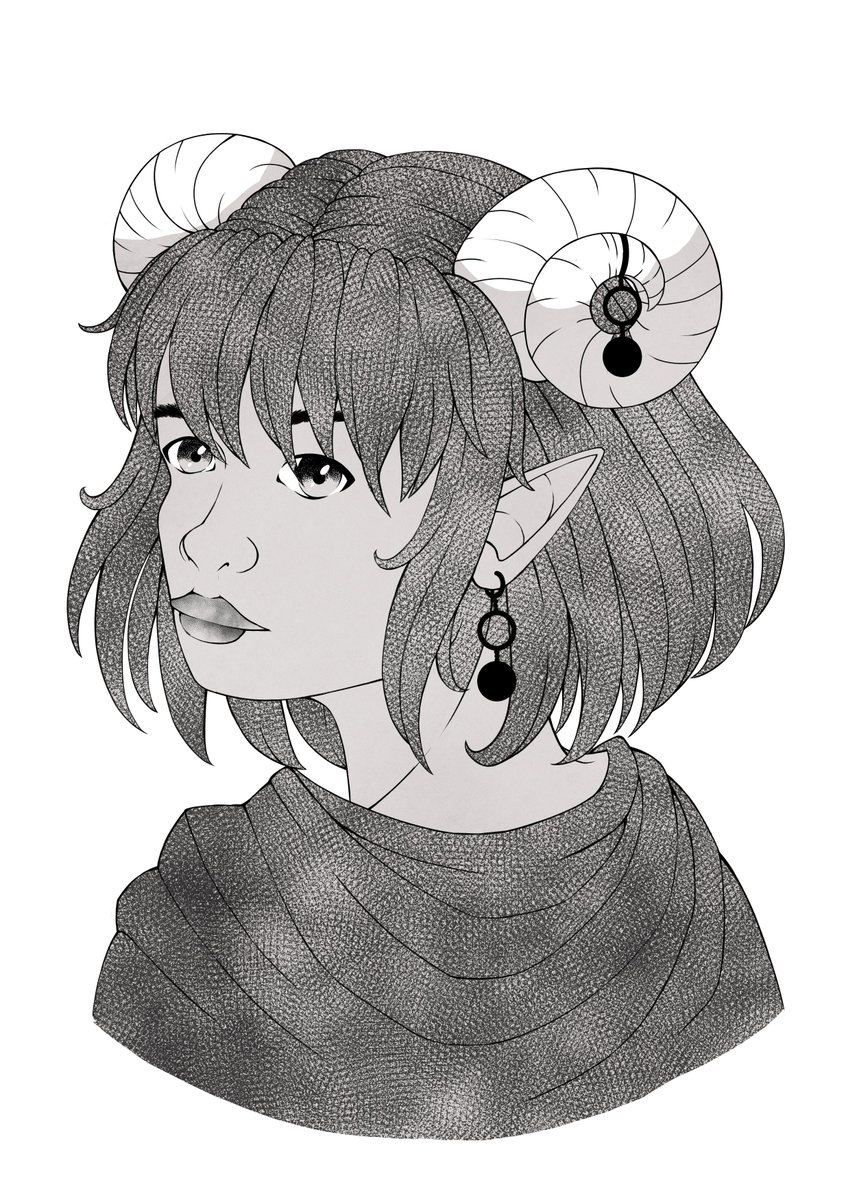 Finally had time today to start the #inktober2024 
Originally I wanted to work traditionally, but my supplies didn't work as intended... so I had to improvise.

Day 1 - Horns