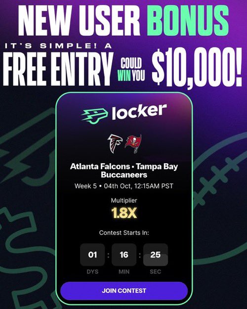 TomisinWhyte's tweet photo. Don’t miss out on big money this week💰! 

Download at @PlayLockerLive with code “WIN” and get up to $100 on your first deposit! Plus, you could snag a chance to win up to $10,000 FOR FREE! 💸 

Play Locker Contests Now 👉 https://t.co/56Gh1OhRSb 

#LockerLive