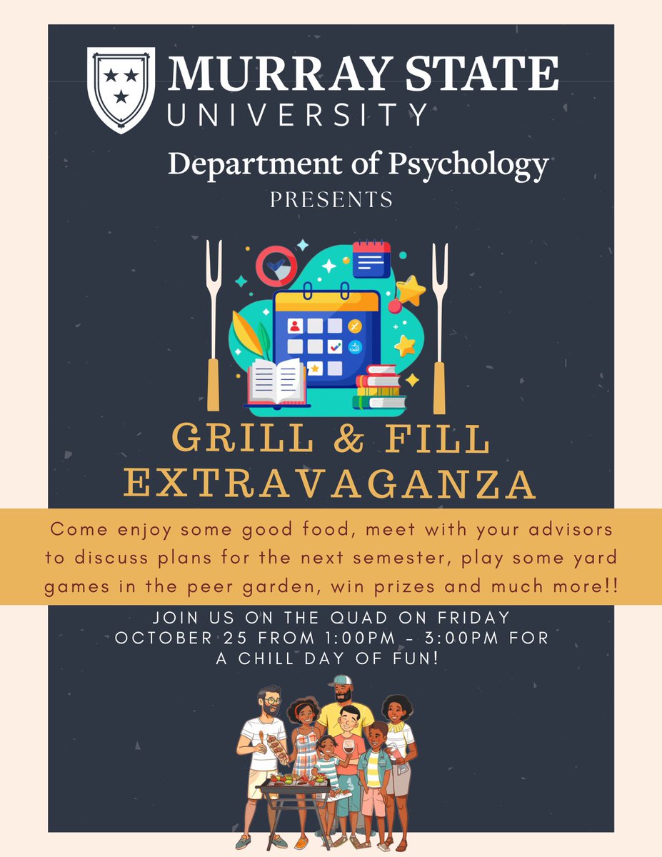 Feeling nervous about meeting with your advisor? It doesn't have to be scary! Come join the Psychology Department Advisors on the quad for some Oktoberfest fun! Our Grill and Fill Extravaganza will be Friday, Oct. 25th! See you there ❤️