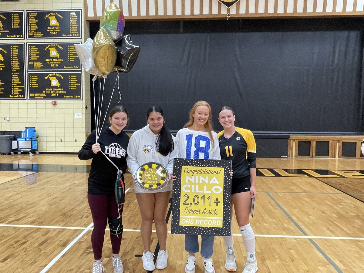 Congrats to Nina on setting the <a href="/OakvilleGirlsVB/">Coach Allen</a> record for assists! WAY TO GO!!! <a href="/OHS_Tigers/">Oakville High School</a>