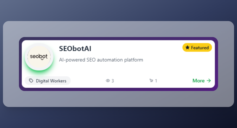 WishMasterUA's tweet photo. Organic traffic is king! 👑 

This week’s featured AI Agent is @seobotai by @johnrushx—perfect for those focused on improving SEO performance. 

#AIAgentsDirectory #SEO #FeaturedAgent https://t.co/DErLQeJKNt