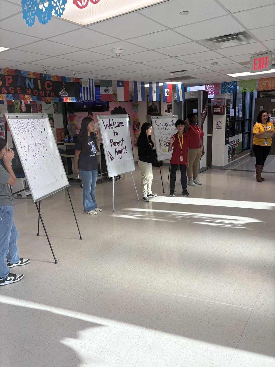 The <a href="/Jackson_Vikings/">Jackson MST</a> student welcoming committee is posted and ready for EB Parent Night! <a href="/KatMoore0624/">Kathleen</a> and <a href="/BarbaraAForquer/">Barbara Forquer</a> worked really hard to ensure a great meeting was had and pertinent information was understood! <a href="/GISD4EBs/">GISD Multilingual Programs</a>
