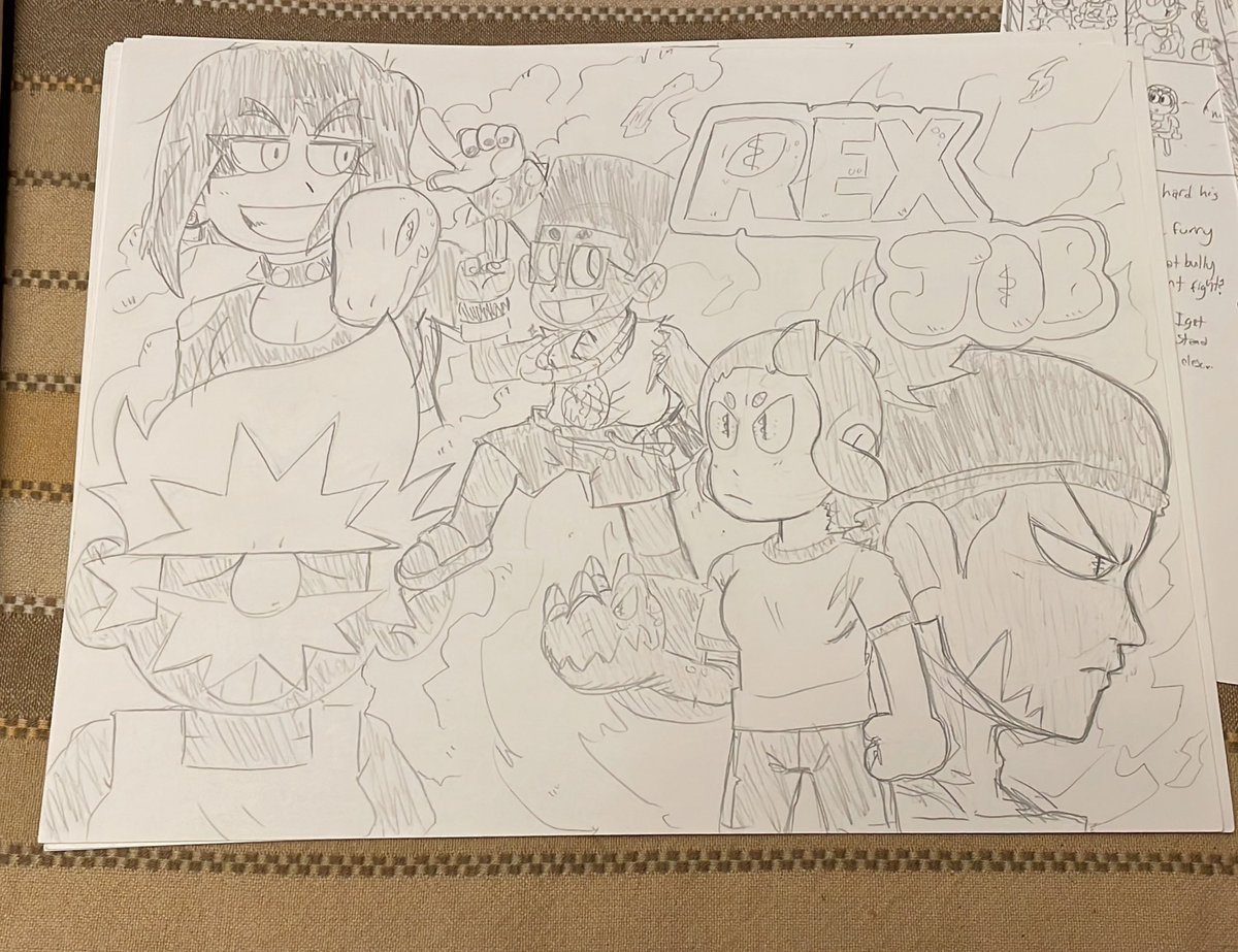 RexJobOfficial's tweet image. Chapter 12 and 13 are both rough sketched out and I plan on working on chapter 12 in November and have it posted by the end of the month! Chapter 13 I plan on having out sometime in January have the sketch I did for the cover of chapter 12 🦖👊🏽
#RexJob