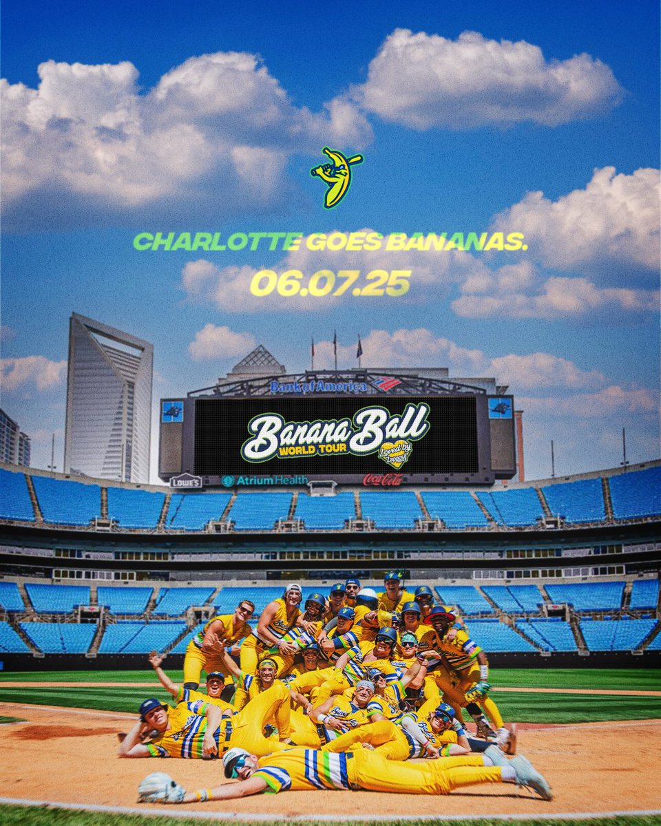 BANANALAND is coming to <a href="/BofAstadium/">Bank of America Stadium</a>!

We're thrilled to share <a href="/TheSavBananas/">Savannah Bananas</a> are bringing Banana Ball to the Queen City in 2025!

Details: bananaball.com