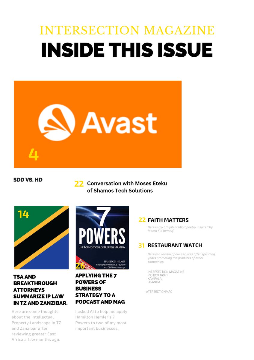 #InsideThisIssue #OctMag2024 <a href="/hamiltonhelmer/">Hamilton Helmer</a> #sevenpowers #SSD vs #HDD #IntellectualProperty in Tanzania with <a href="/BTAttorneys/">Breakthrough Attorneys</a> and <a href="/TanzaniaSA/">Tanzania Startup Association</a>