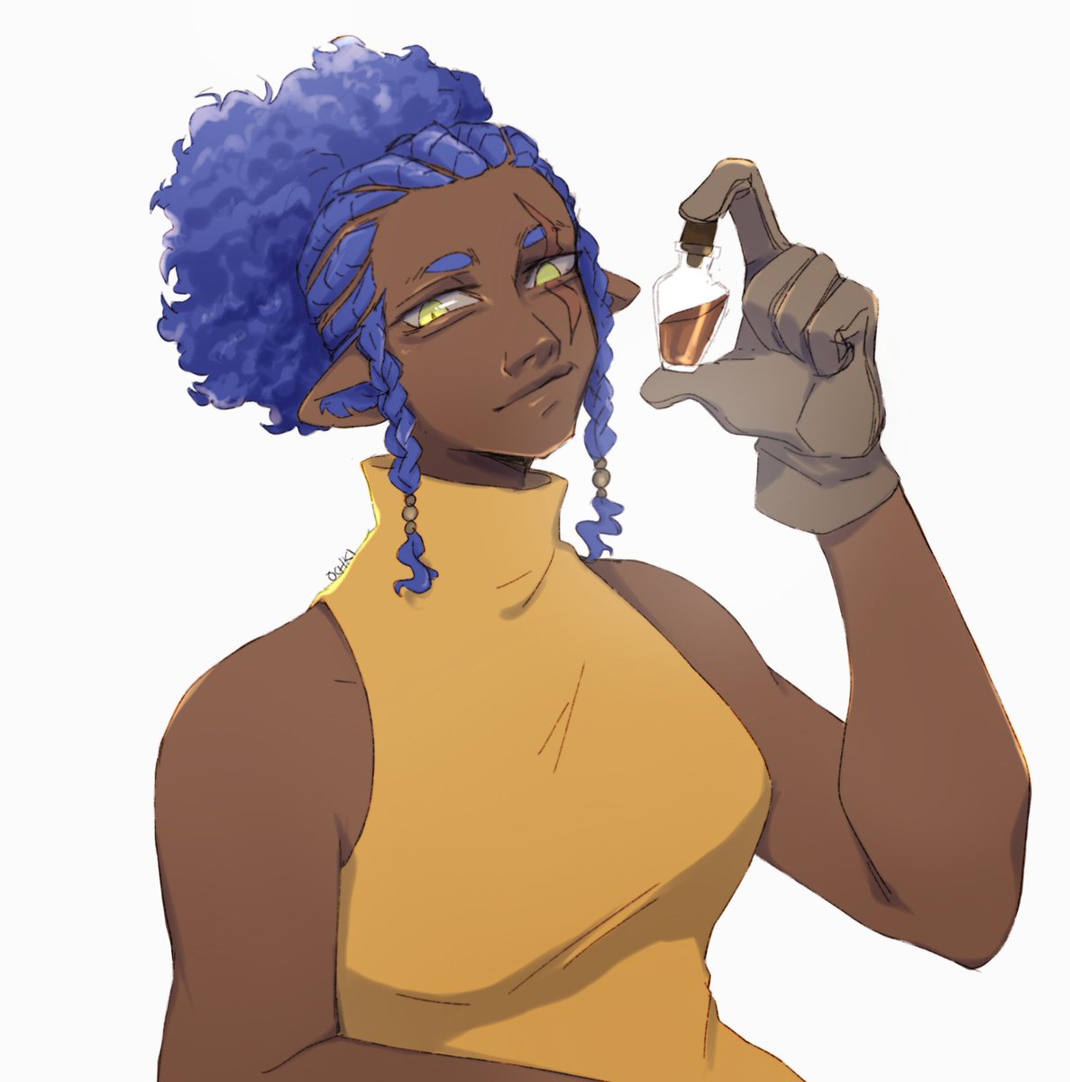 ochkicat's tweet photo. day 1&amp;2 of #oc_tober 

day 1: first oc
day 2: newest oc 

blue hair 😳 https://t.co/Nk7fOMtUcq