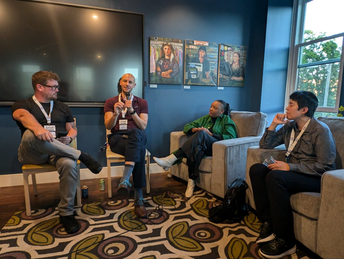 We're at the Kurt Vonnegut Museum and Library with a "Banned Books and Representation at the Crossroads" panel, featuring the fantastic Leah Johnson, Stephen Lane, Ann Matsuuchi, and Jason Aukerman.