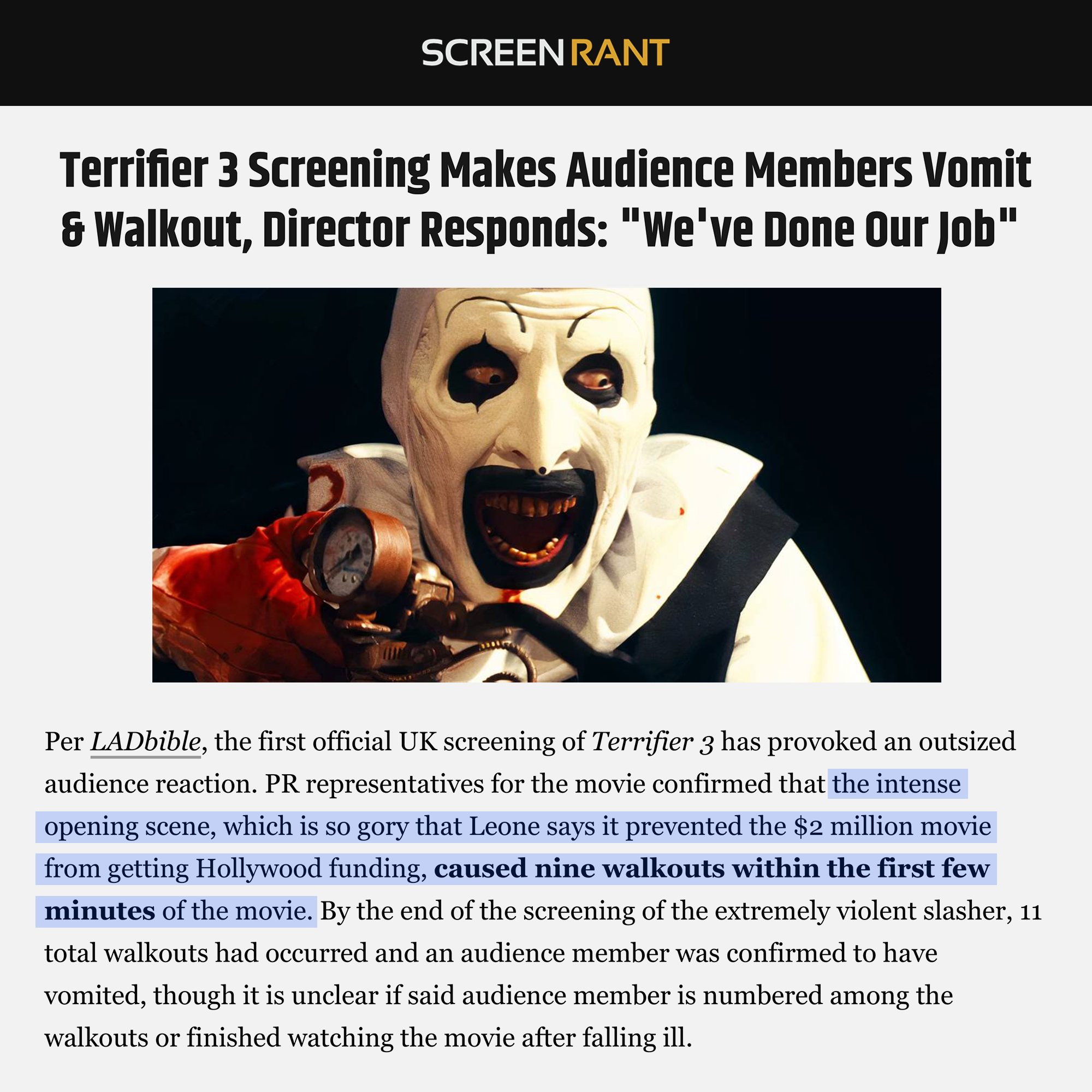 Umbrella Entertainment on X: “It is happening again 🤡 Art the 