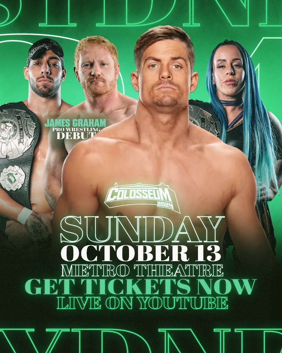 PWAaustralia's tweet photo. 🚨⚔️ COLOSSEUM SATURDAY SOLD OUT ⚔️🚨

The Metro  is AT CAPACITY, Oct 12 BUT if you missed out, Don't miss COLOSSEUM SUNDAY, October 13 

⚔️ PWA's GRAND FINAL ⚔️
Metro Theatre, Sydney 📍 October 12-13 📅
GET TIX NOW 🎟️ https://t.co/1wGopiqbys https://t.co/txy9y21HUy