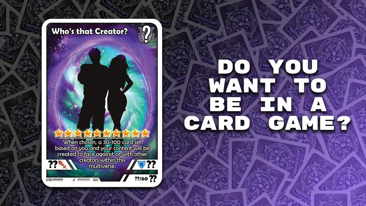 CreatorClashCCG's tweet image. ⭐️CREATORS!⭐️
We are looking for more creators to be IN our card game!! 🤩
Tag your favourite creators and they can register their interest below! RT's appreciated! 💜
creator-clash.com/careers/partner