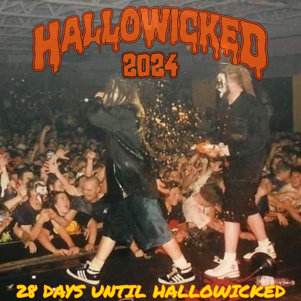 icp's tweet photo. 🎃 28 days until Hallowicked 🎃

"My mother's sitting on the porch shining up her glock
I climbed on the roof with my brother Jump Steady
And we yelled HAPPY HALLOWEEN AND CLOWN LOVE to the whole city!" 

TICKETS ON SALE NOW!

🎟 🔗 👇

https://t.co/yKpxRTUieU

#insaneclownposse https://t.co/Ns2isWQOZe
