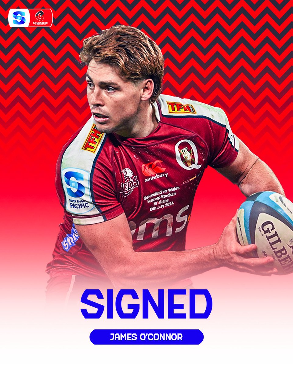 SuperRugby's tweet photo. James O'Connor makes the move to New Zealand, signing with @CrusadersRugby 📝 https://t.co/QqSIQw4Uvt
