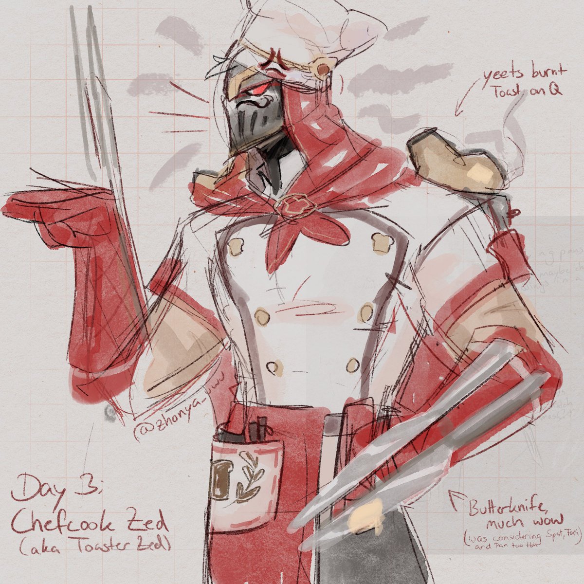 Day 3: Chefcook Zed, or Toaster Zed
taking this very seriously 

#artoflegends #skintober