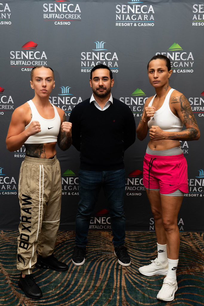⚖️✅

Mikiah Kreps: 122.4 lbs
Mayerlin Rivas: 126.4 lbs

Tomorrow night, live from <a href="/SenecaCasinos/">Seneca Niagara Resort & Casino</a> in #NiagaraFalls 📍

Let's go, <a href="/mikiahkreps/">Mikiah Kreps</a> ‼️