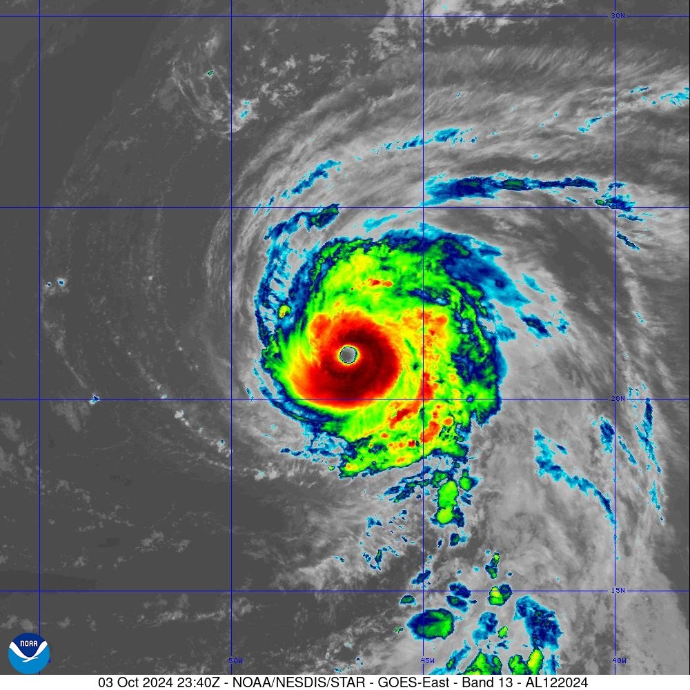 Satellite intensity algorithms have Hurricane Kirk at Category 5 (T 7.0)